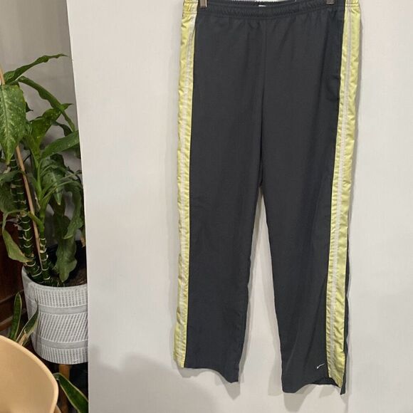 Vintage Nike Womens Elastic Waistband Mesh Lined Track Pants Gray Yellow Medium - Picture 1 of 9